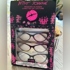 Betsey Johnson Reading Glasses Set Cat Eye Style - Set of 3 +1.50
